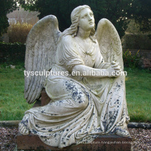 Sitting marble garden antique stone female angel statue